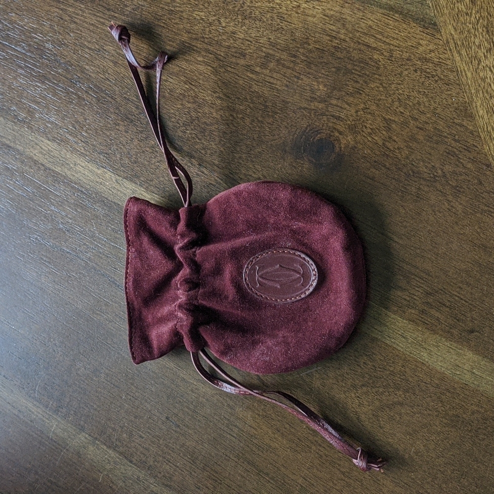 Vintage Cartier burgundy velvet drawstring pouch